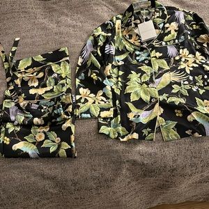 Olivia von Halle 100% Silk  Lila Floral-Print Pajama Set